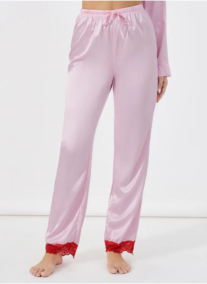 Styli Floral Placement Tie Up Shirt & Pants Pyjama Set