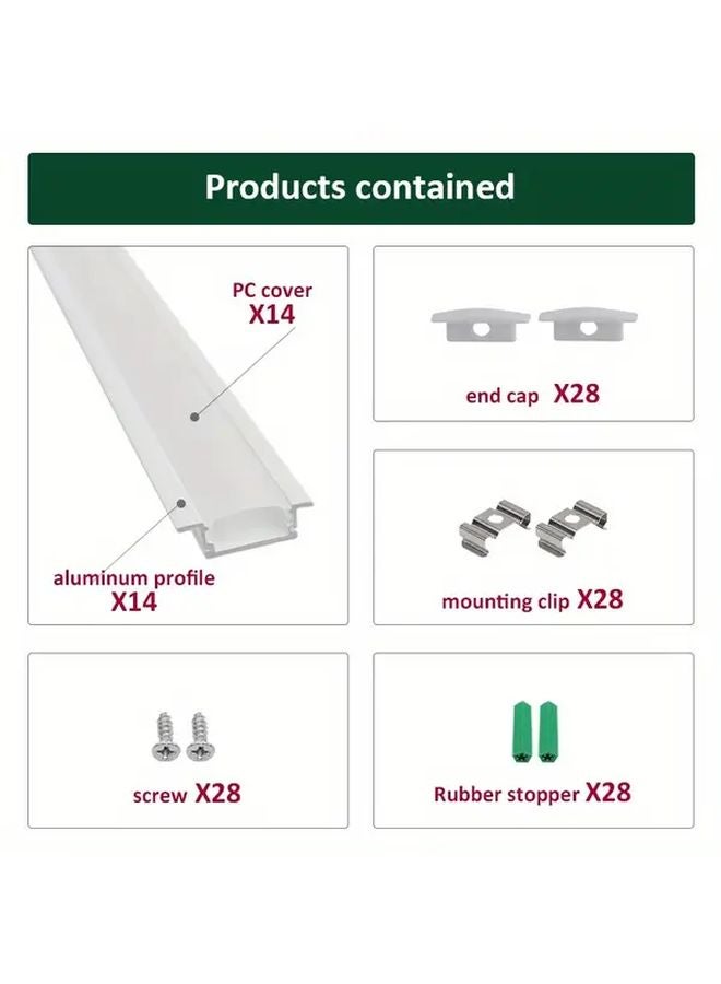 14pcs 1 Meter LED Channel Diffuser Spray White Aluminum White Cover U Shape Track - Image 3