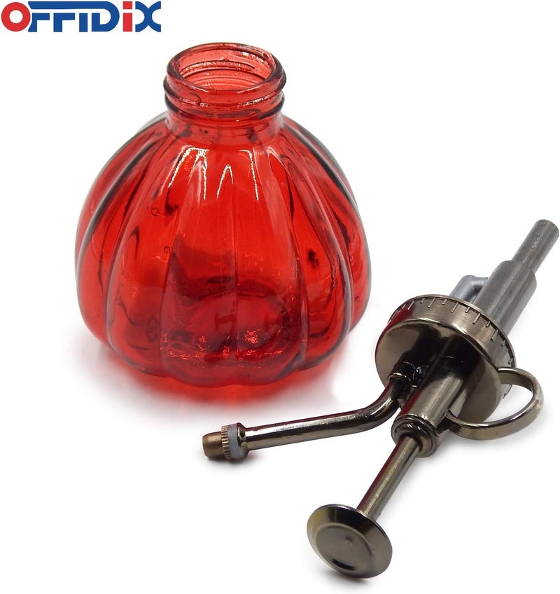 OFFIDIX Plant Glass Spray Bottle,Flower Mister Indoor Plant Watering Can Pot 6.3" Tall Vintage Pumpkin Style with Bronze Plastic Top Pump One Hand Small Watering Cans for House Plants(Red) - Image 4