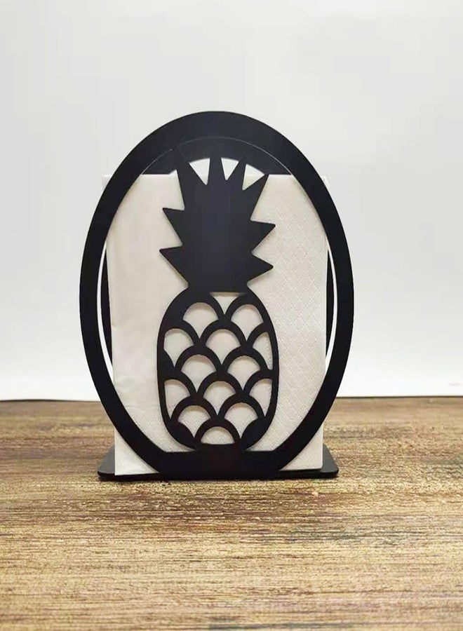 Xeerrfan Napkin Holder for Table, Black Metal Napkin Dispenser, Modern Dinning and Kitchen Decor, Paper Holder for Weatern Restaurant Home Bar Coffee Shop, Pineapple - Image 3