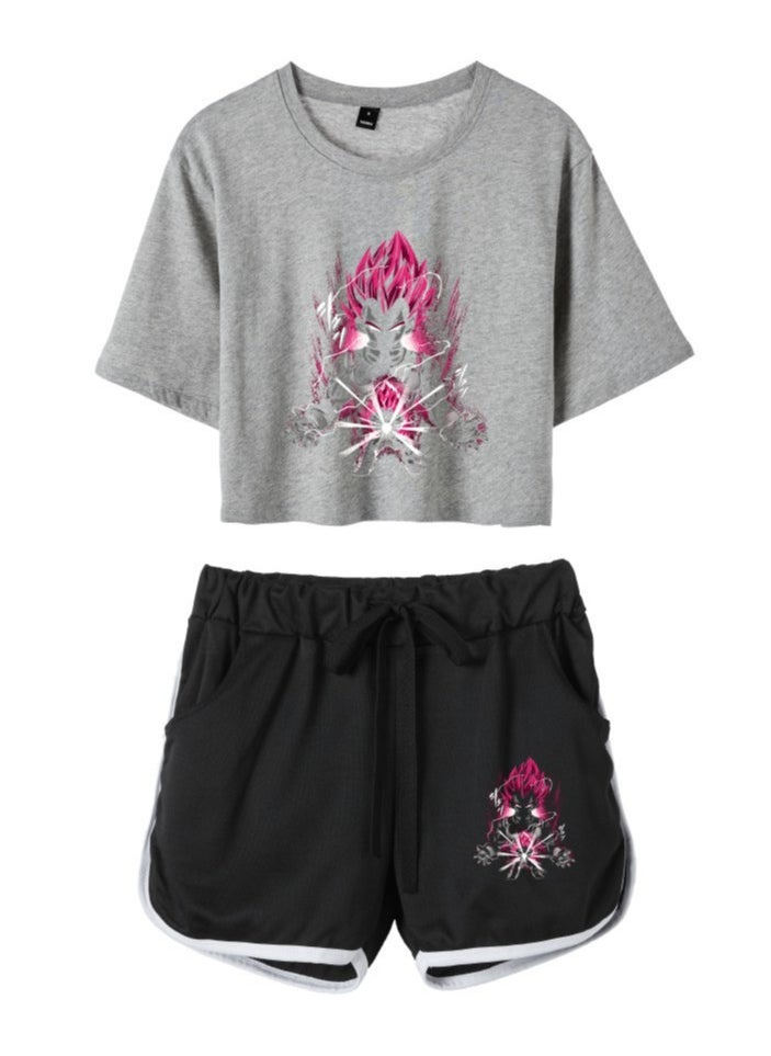 KUYING New Dragon Ball Dance Umbilical Short Sleeve Shorts Set  - Image 1