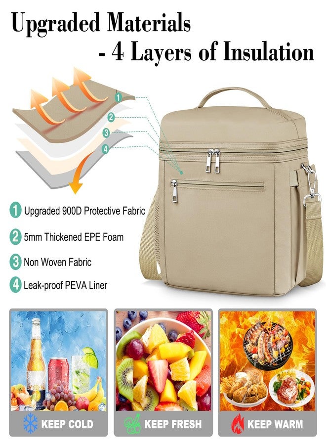 DALINDA Insulated Lunch Bag for Women Men,Reusable Lunch Box Leak-Proof Cooler Tote Bag Water-Resistant LunchBags for Adults Work, Picnic, Travel(khaki) - Image 3