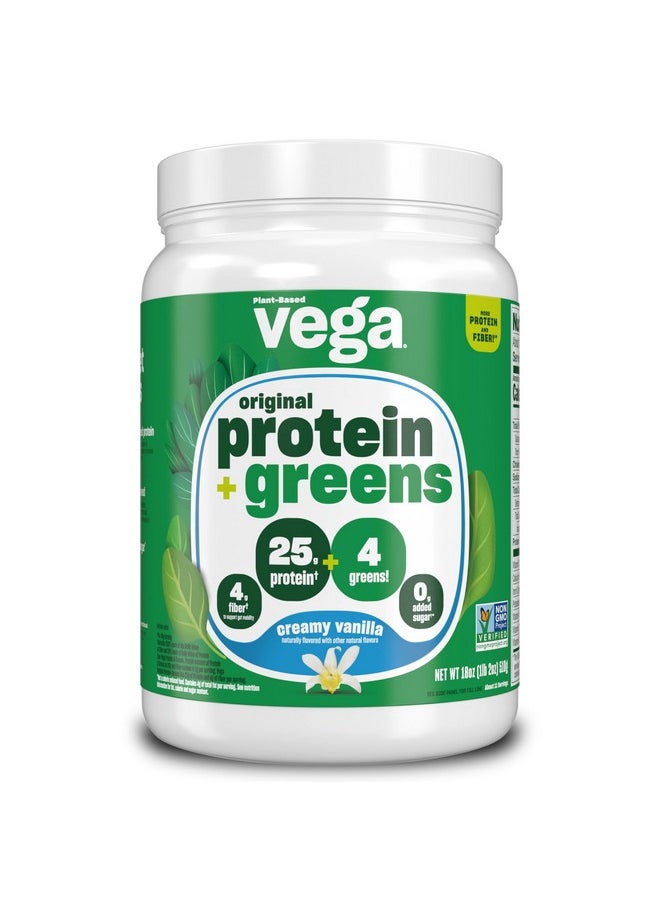 Vega Vega Protein And Greens Protein Powder Creamy Vanilla (11 Servings) 25G Plant Based Protein Plus Veggies, Vegan, Non-Gmo, Pea Protein For Women And Men, 1.2Lbs  - Image 1