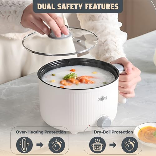 CPENSUS Travel multipurpose kettle with steamer 1200 inner pot Non-stick hotpot cooker for cooking hot water rice idli momos tea 600W Portable hostel - Image 4