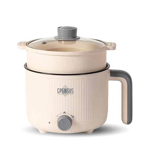 CPENSUS Travel multipurpose kettle with steamer 1200 inner pot Non-stick hotpot cooker for cooking hot water rice idli momos tea 600W Portable hostel - Image 1