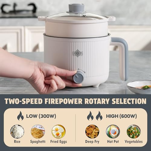 CPENSUS Travel multipurpose kettle with steamer 1200 inner pot Non-stick hotpot cooker for cooking hot water rice idli momos tea 600W Portable hostel - Image 5
