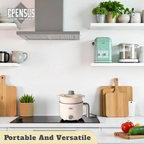 CPENSUS Travel multipurpose kettle with steamer 1200 inner pot Non-stick hotpot cooker for cooking hot water rice idli momos tea 600W Portable hostel - Image 3