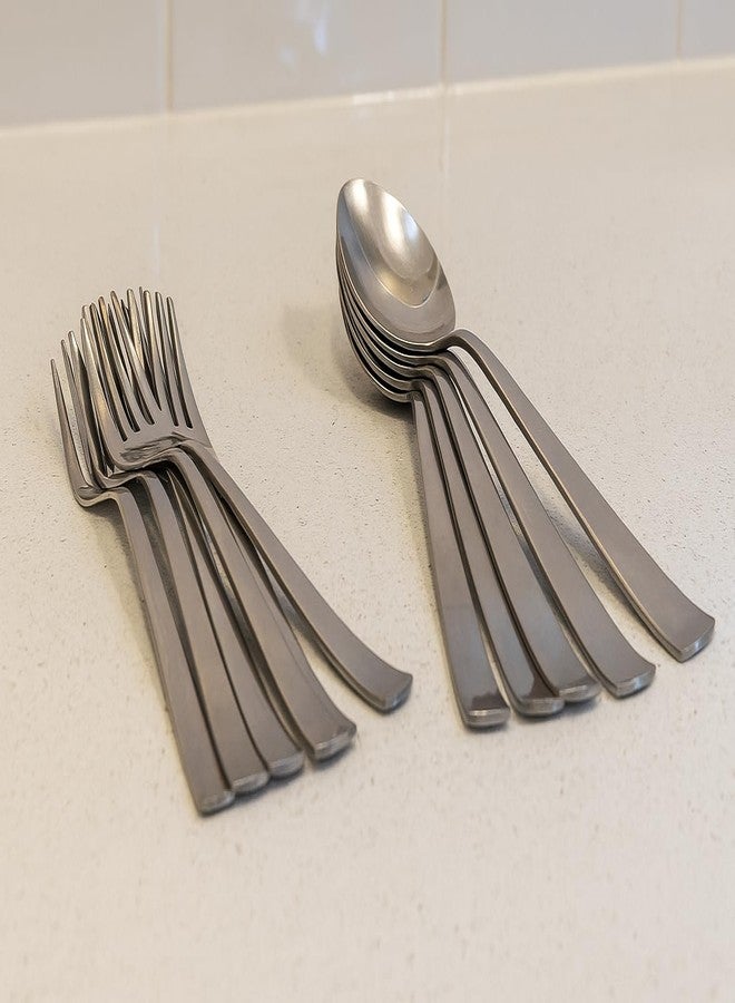Duodeno Stainless Steel Cutlery Set – 5 Forks & 5 Spoons, Heavy Duty, Rust Resistant, Dishwasher Safe Flatware for Dining & Kitchen Use (15 cm) - Image 1