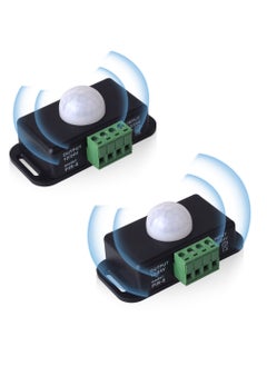 2 Pack Body Infrared Light Switch, 12V/24V PIR Motion Sensor Switch for LED Light Strip Automatic,  Controller LED Strips Lighting