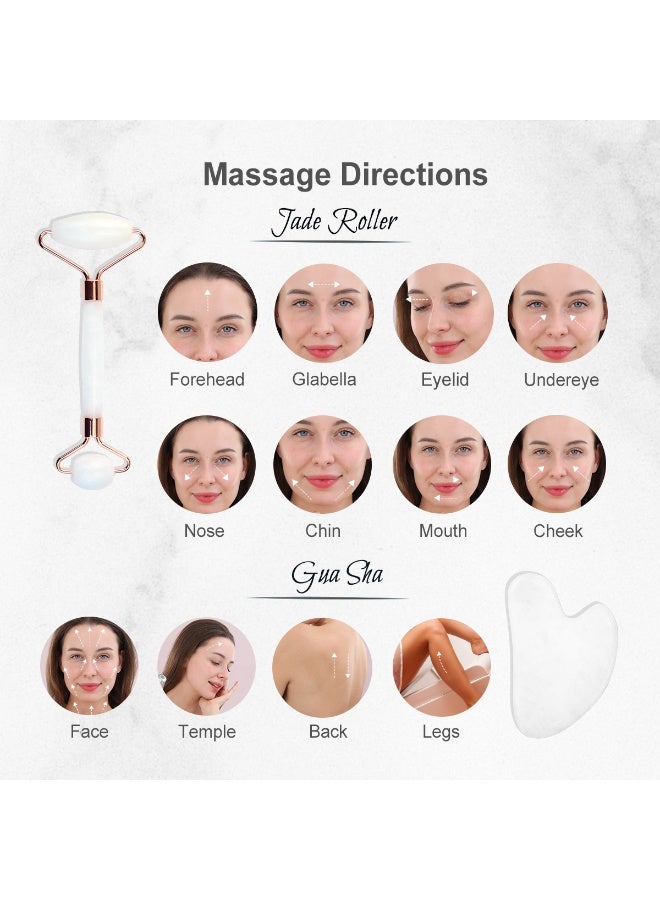 MOSH White Quartz Gua Sha & Facial Roller Set – Full White Stone Face Massager for Puffiness & Skin Care – Dual Head Roller with Gua Sha Tool – Premium Gift Box - Image 5