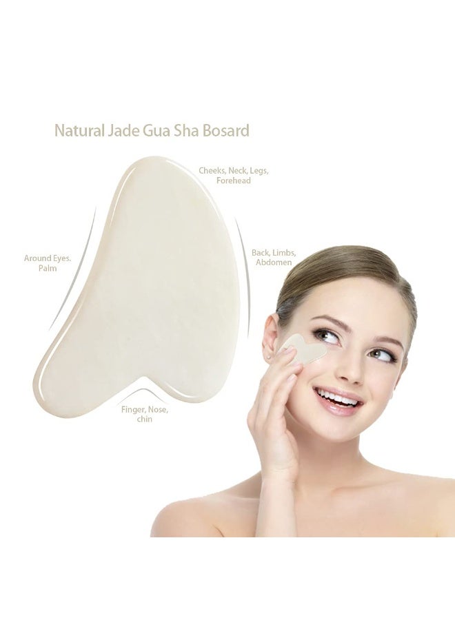 MOSH White Quartz Gua Sha & Facial Roller Set – Full White Stone Face Massager for Puffiness & Skin Care – Dual Head Roller with Gua Sha Tool – Premium Gift Box - Image 3