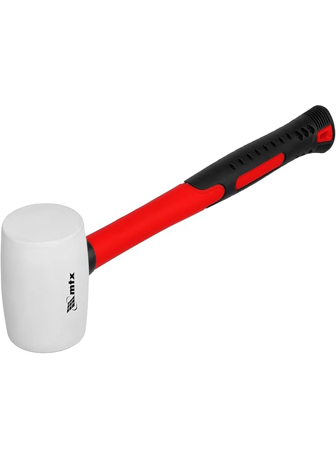 MTX White Rubber Mallet with Fiberglass Handle (225g) - Image 1