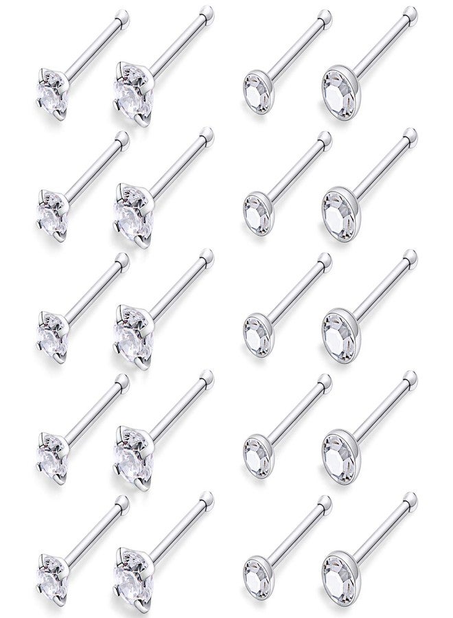 Ocptiy 18G Nose Ring Stud Piercing Jewelry for Women Stainless Surgical Steel Hypoallergenic Straight Cubic Zirconia Nose Nostril Ring Stud Pin Bone Earrings Piercing Hoop Jewelry Women Men 1.5MM 2MM - Image 1