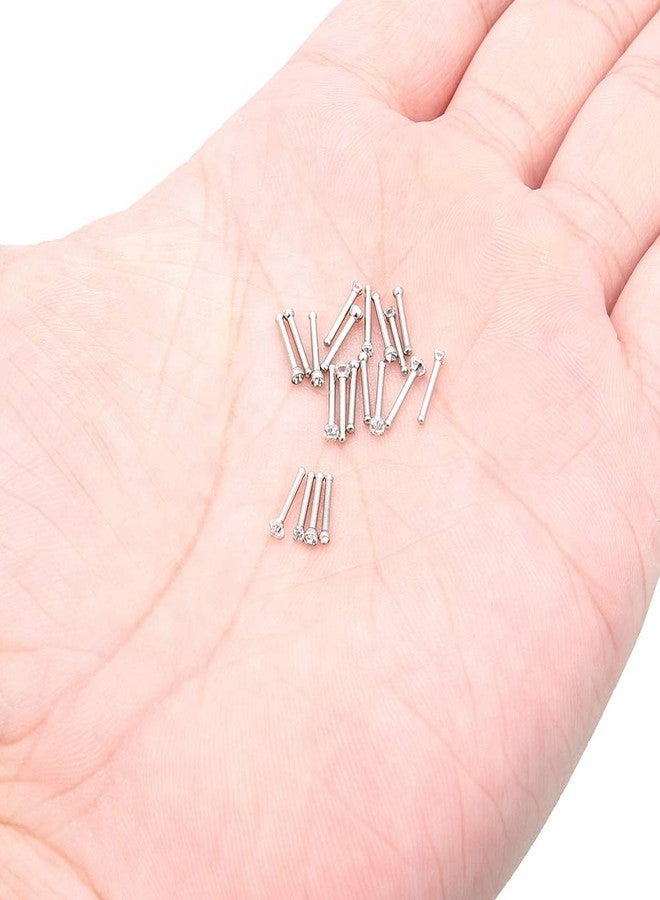 Ocptiy 18G Nose Ring Stud Piercing Jewelry for Women Stainless Surgical Steel Hypoallergenic Straight Cubic Zirconia Nose Nostril Ring Stud Pin Bone Earrings Piercing Hoop Jewelry Women Men 1.5MM 2MM - Image 3