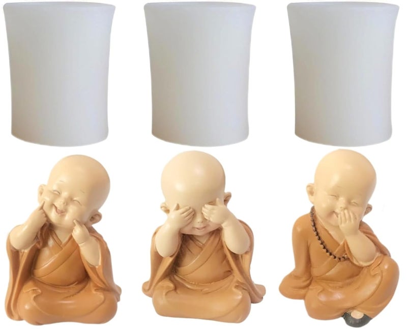SOFTCREATO Candle Mold I 3D Cute Little Monk Mold Monk Shape Silicone Scented Wax Mould I for DIY Handmade Ornament Cake Dcor Aromatherapy Soap Resin Art Craft Making Wedding Party Decoration budhha Mould budhha Candle Mold Buddha Mould3pcs Monk Candle Mold