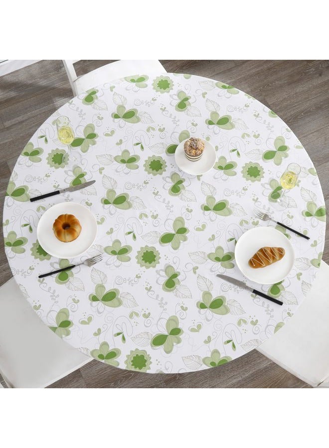 Walrus Round Vinyl Fitted Tablecloth with Flannel Backing Elastic Edge Design Table Cover Waterproof Oil-Proof PVC Table Cloth Stain-Resistant Best for 37"-44" Round - Image 1