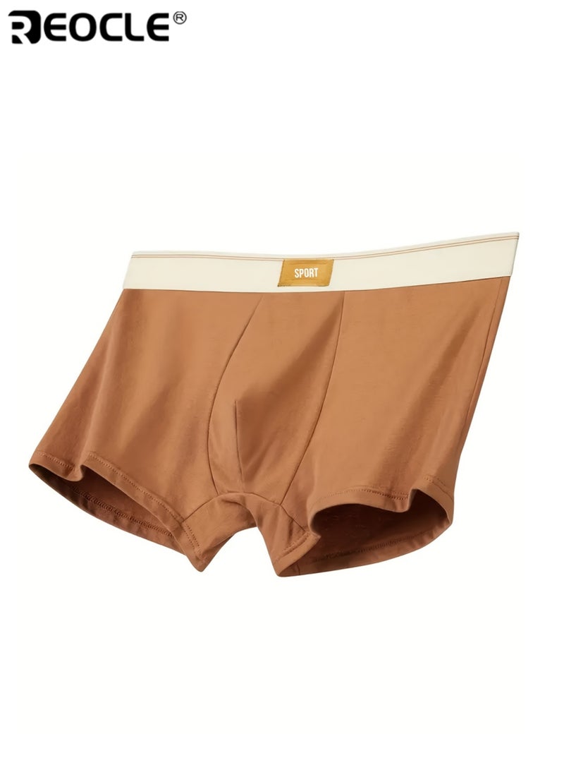 REOCLE 4PCS Men's Breathable Comfort Cotton Underwear Set Solid Color Casual Boxer Briefs with Medium Stretch Knit Fabric for All Day Wear Sport and Leisure Activities - Image 5
