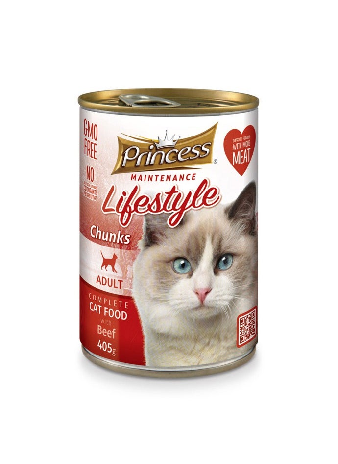 Princess Princess Maintenance Lifestyle beef Chunks in Gravy Cat Food 405g 