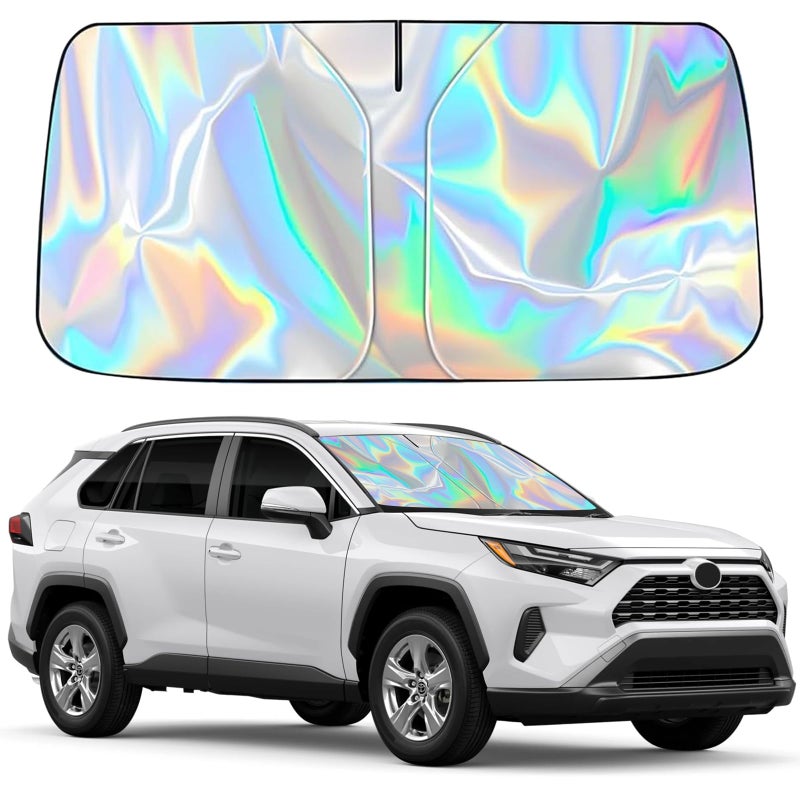 Recci Upgraded Car Windshield Sun Shade - 240T Thickened Laser Reflective, Blocks 99% Heat & UV, Keeps Vehicle Cool, Prevents Fading - Universal for Cars, SUVs, Trucks (Universal Fit) - Image 1