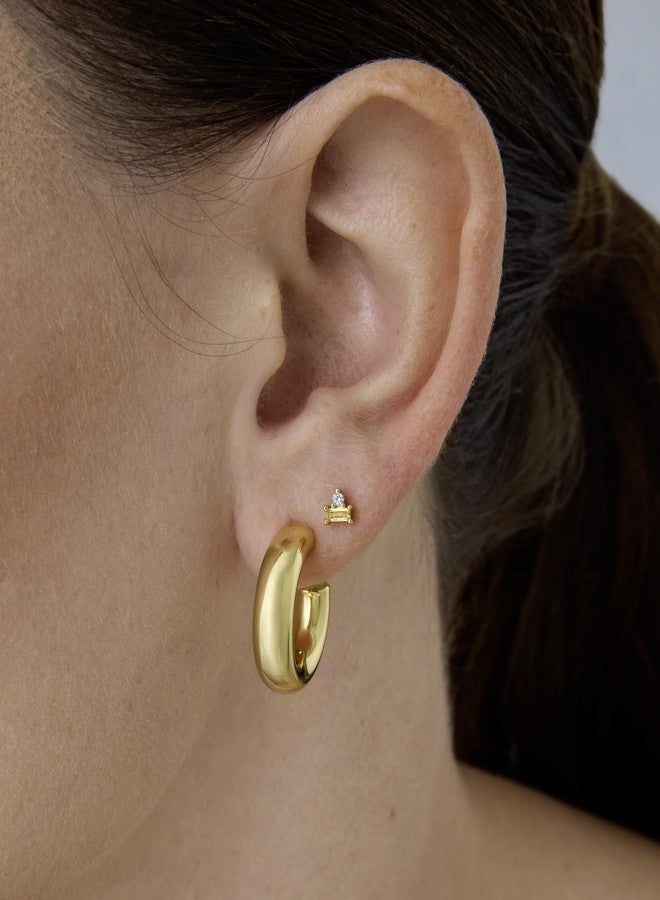 PAVOI 925 Sterling Silver Posts Colored Birthstone Flatback Stud Earrings - Image 2