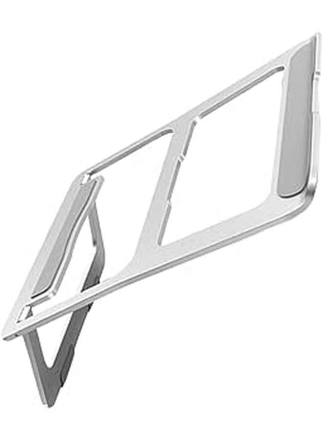 Aluminum Alloy Folding Laptop Stand Portable Hollow Design for Cooling Ergonomic Office Travel Silver - Image 1