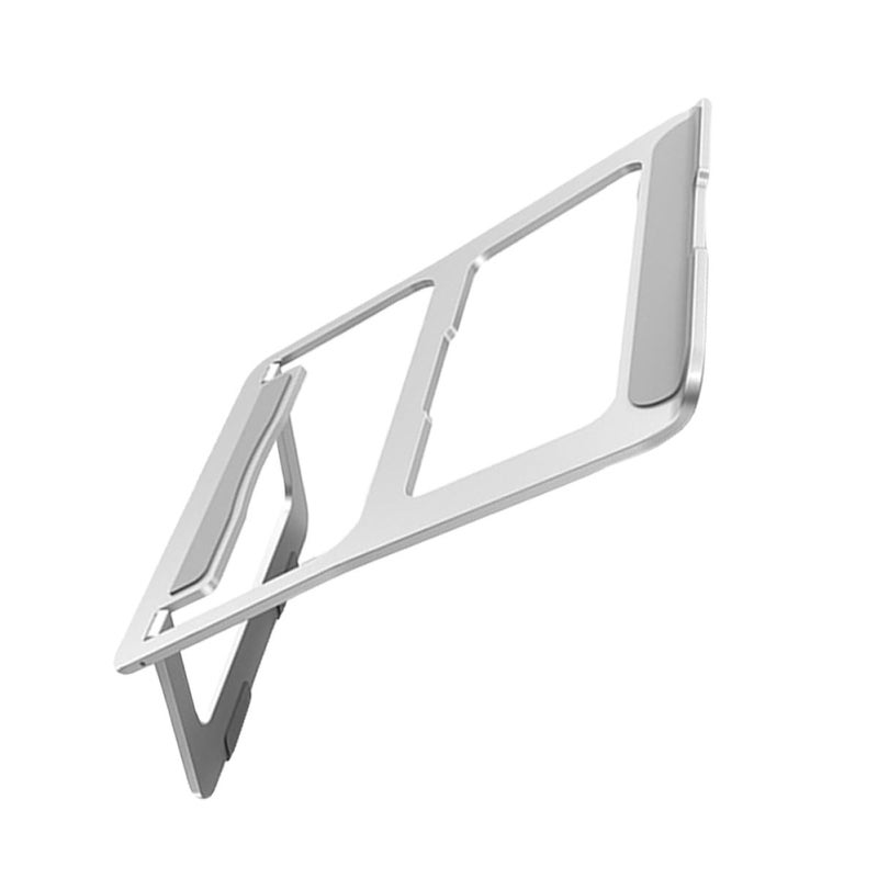 Aluminum Alloy Folding Laptop Stand Portable Hollow Design for Cooling Ergonomic Office Travel Silver - Image 2