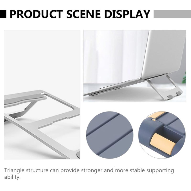 Aluminum Alloy Folding Laptop Stand Portable Hollow Design for Cooling Ergonomic Office Travel Silver - Image 5