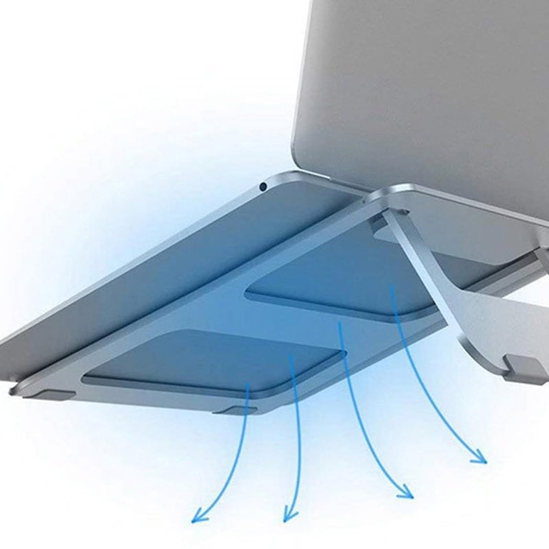Aluminum Alloy Folding Laptop Stand Portable Hollow Design for Cooling Ergonomic Office Travel Silver - Image 4