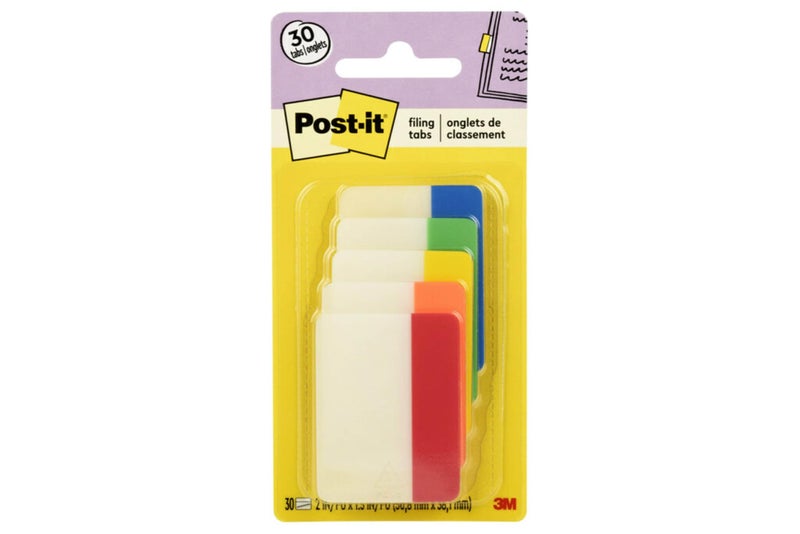 Post It Post-it Tabs, 2 in, Solid, Assorted Colors, 6 Tabs/Color, 5 Colors, 30 Tabs/Pack (686-ROYGB) - Image 1