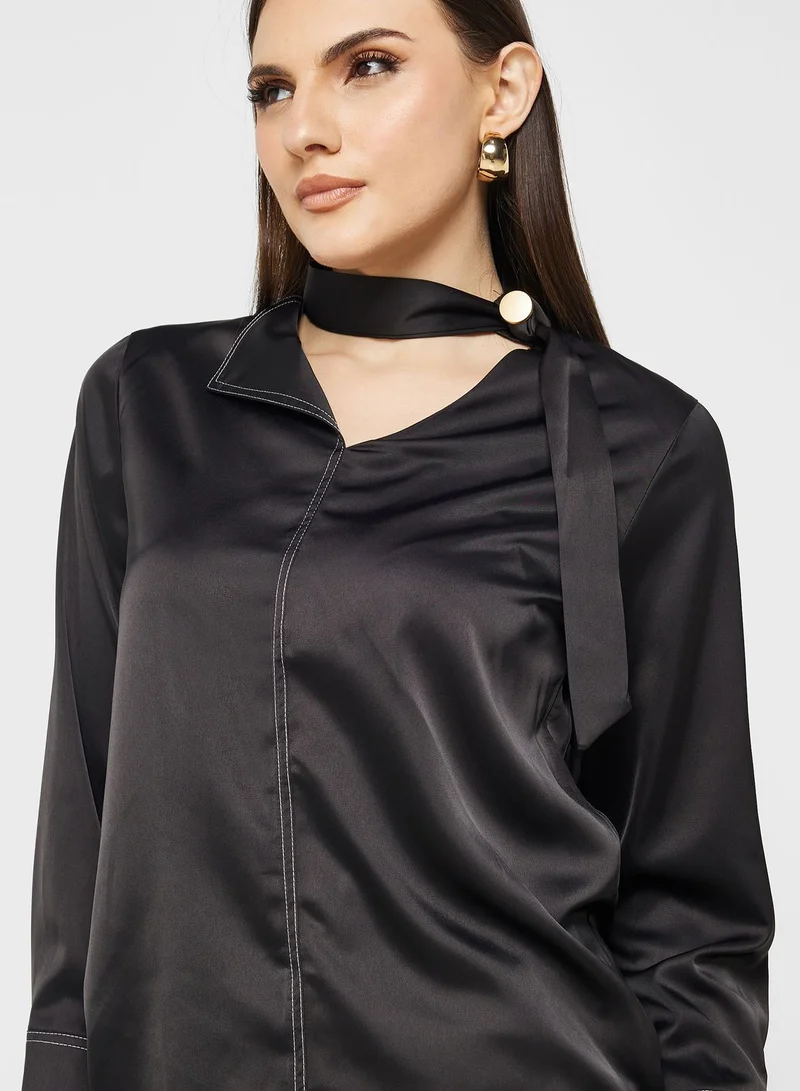 ELLA Neck Tie Detail Top