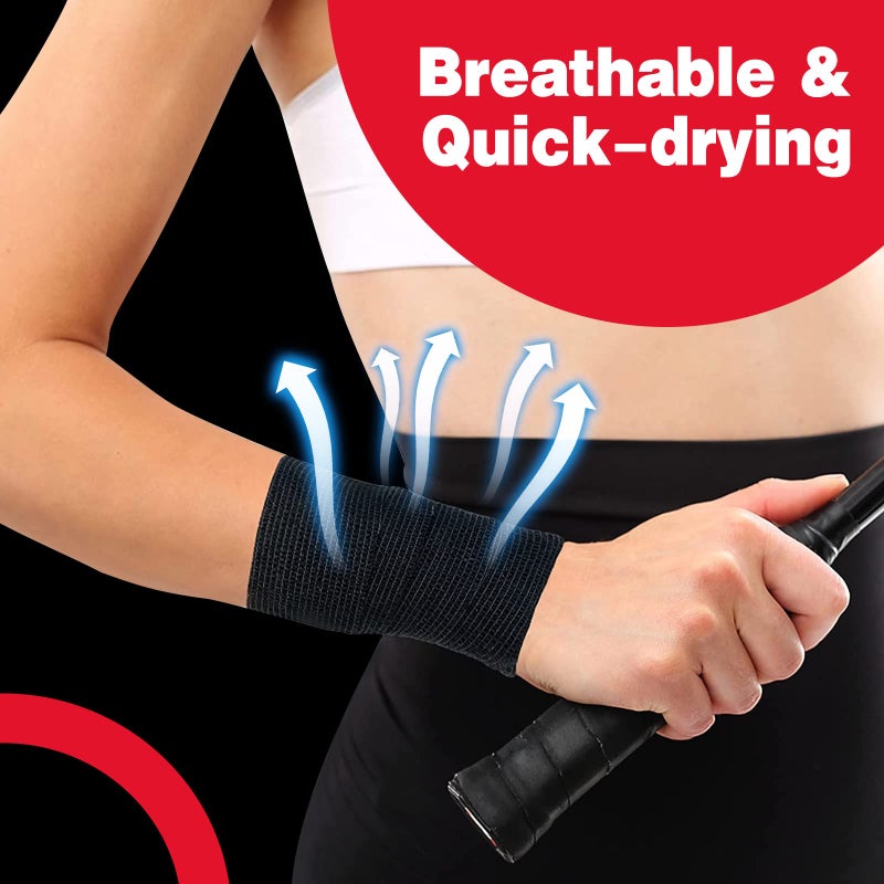 AZEN 16 Pack Self Adhesive Bandage Wrap Black, 2" X 5 Yards Black Athletic Tape, Vet Wrap, Tattoo Grip Tape Wrapï¼ŒAnkle Tape, Cohesive Bandage Wrap - Image 5