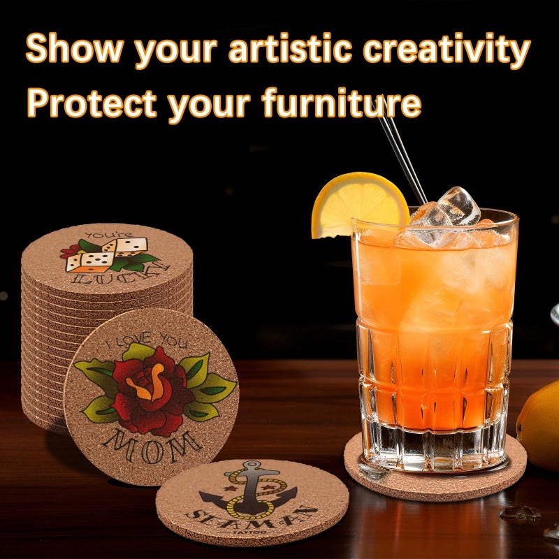 Anpuimult 100 pcs Cork Coasters for Drinks, Bulk Blank Coasters DIY Crafts, Non-Slip, Heat-Resistant, Absorbent and Reusable Coffee Coaster for Home Tabletop Decoration - Image 5