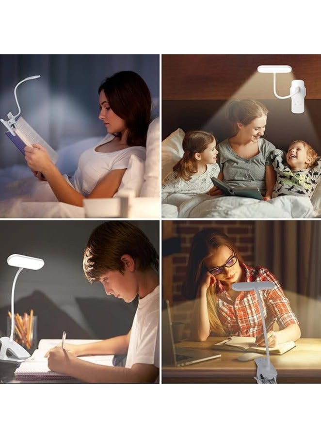 Bedside Clip Reading Lamp Battery Operated Bedside Clip Lamp with 3 Brightness Levels Rechargeable LED Book Light Eye Care Book Clip Lamp for Reading in Bed, Work, Study - Image 3