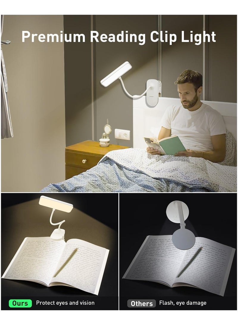 Bedside Clip Reading Lamp Battery Operated Bedside Clip Lamp with 3 Brightness Levels Rechargeable LED Book Light Eye Care Book Clip Lamp for Reading in Bed, Work, Study - Image 5