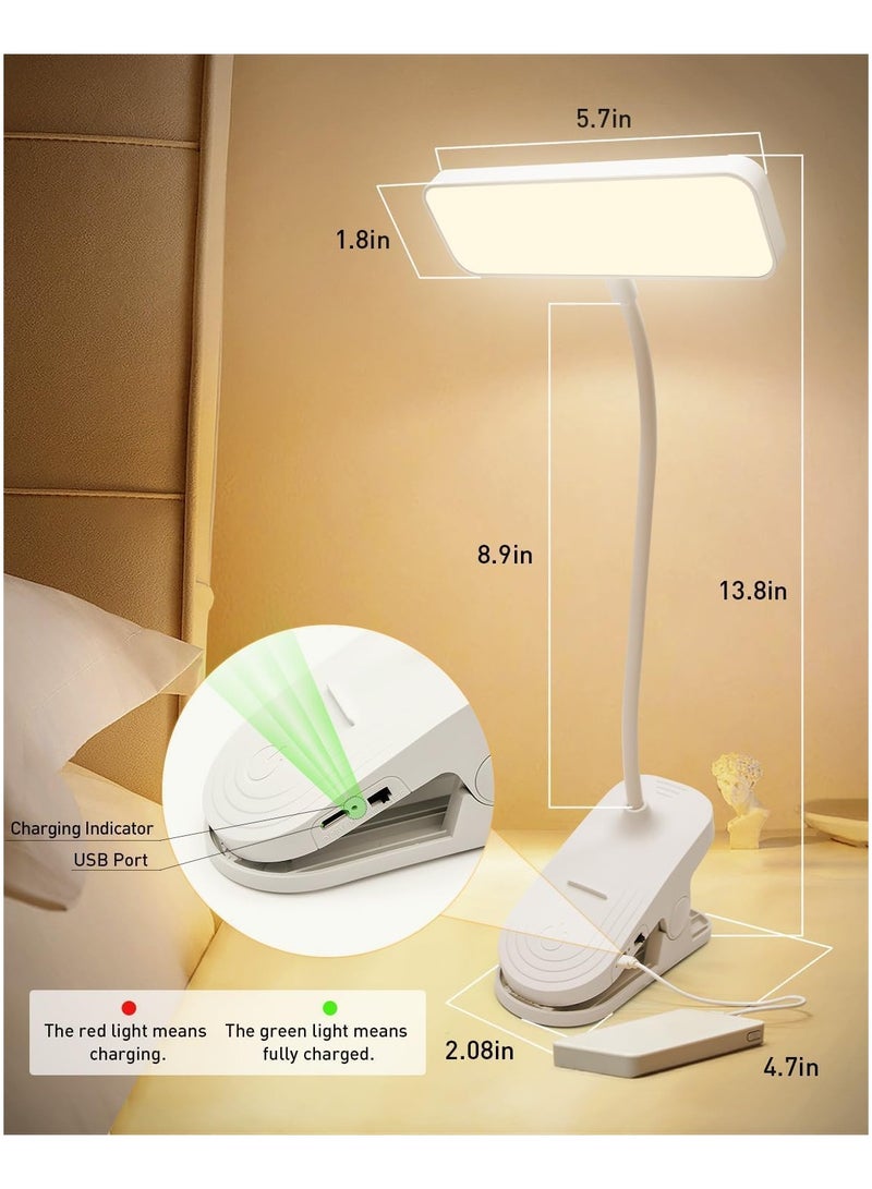 Bedside Clip Reading Lamp Battery Operated Bedside Clip Lamp with 3 Brightness Levels Rechargeable LED Book Light Eye Care Book Clip Lamp for Reading in Bed, Work, Study - Image 4