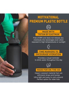 BEOLA Motivational Water Bottle with Time Markers and Straw Lid - 1000ml, Lava Stone  - Image 2