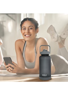 BEOLA Motivational Water Bottle with Time Markers and Straw Lid - 1000ml, Lava Stone  - Image 4