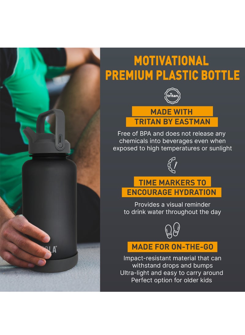 BEOLA Motivational Water Bottle with Time Markers and Straw Lid - 1000ml, Lava Stone  - Image 2