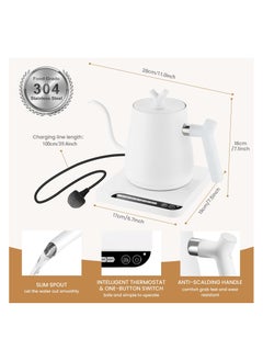 Electric Gooseneck Kettle,1L Electric Coffee Kettles with Temperature Indicate,1000W Stainless Steel Electric Water Kettle&Tea Kettle, Auto Shut Off, for Coffee,Tea(White) - pzsku/ZDB39B401B906ABF9916FZ/45/_/1738936527/08b6245f-7f4a-4e32-bb6f-7a67842f4f8f