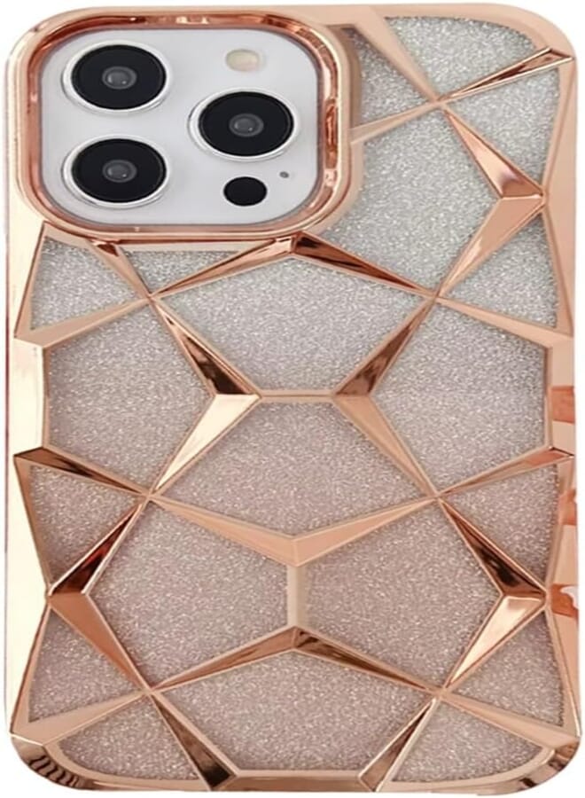 Next Store Glitter Gradient Design Case Compatible with iPhone 12 Pro - Shockproof Flexible Cover, Stylish and Shiny Design, Dual Use Transparent TPU Silicone - Fashion and Durable (Rose Gold)