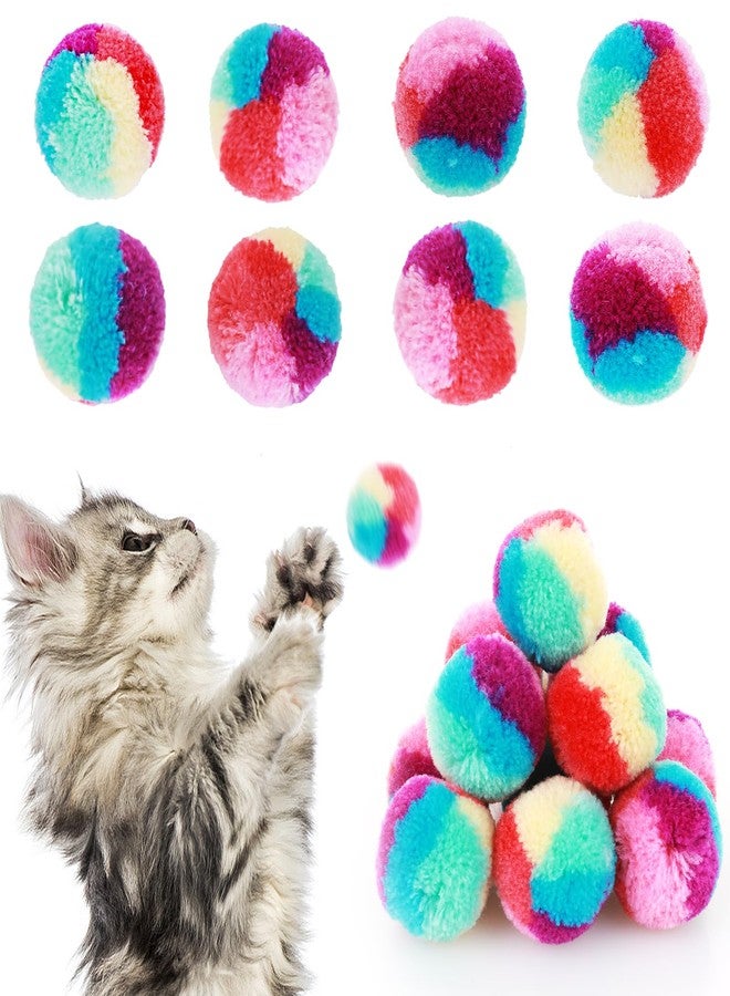 Amaxiu 1.2 in Colorful Cat Pom Pom Ball Toys, 20 Pcs Rainbow Cat Toy Balls Soft Plush Cat Ball Interactive Training Ball for Indoor Cats & Kittens - Image 1