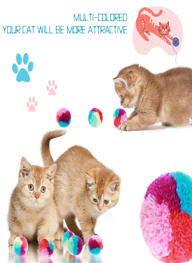 Amaxiu 1.2 in Colorful Cat Pom Pom Ball Toys, 20 Pcs Rainbow Cat Toy Balls Soft Plush Cat Ball Interactive Training Ball for Indoor Cats & Kittens - Image 4