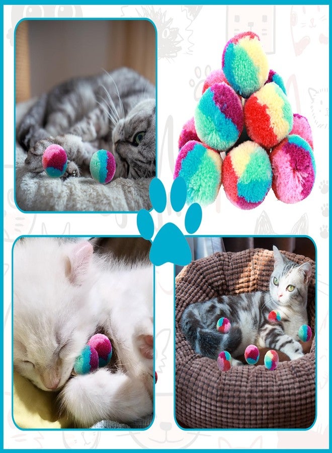 Amaxiu 1.2 in Colorful Cat Pom Pom Ball Toys, 20 Pcs Rainbow Cat Toy Balls Soft Plush Cat Ball Interactive Training Ball for Indoor Cats & Kittens - Image 2