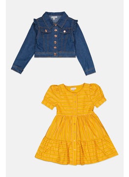 Nanette lepore Toddlers Girl 2 Piece Denim Top And Dress, Yellow  - Image 1
