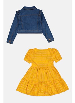 Nanette lepore Toddlers Girl 2 Piece Denim Top And Dress, Yellow  - Image 2