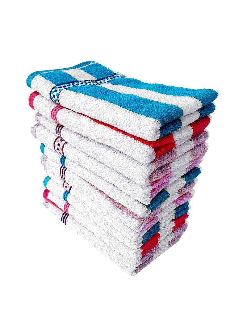 Space Fly High Absrobent Cotton Cabana Striped Hand Towels For Kitchen And Bathroom Size: 11X 17 inch (Multi Color_Set of 10) - Image 1