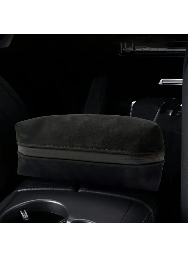 Black Faux Fur Car Tissue Box Holder With Zipper For Home And Vehicle - Image 5