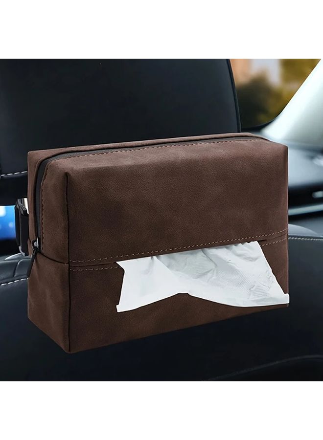 Black Faux Fur Car Tissue Box Holder With Zipper For Home And Vehicle - Image 4