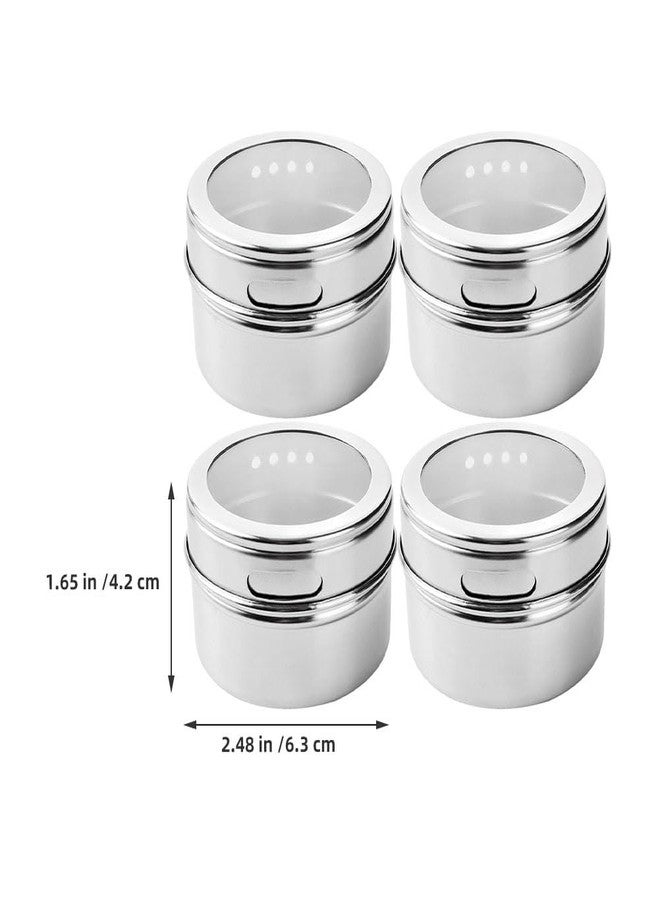 Hoement 4-Piece Magnetic Seasoning Jar Set Compact Kitchen Spice Containers Salt and Pepper Shakers with Transparent Lids 2.48X2.48X1.65 Inch for Easy Viewing and Neat Storage - Image 2