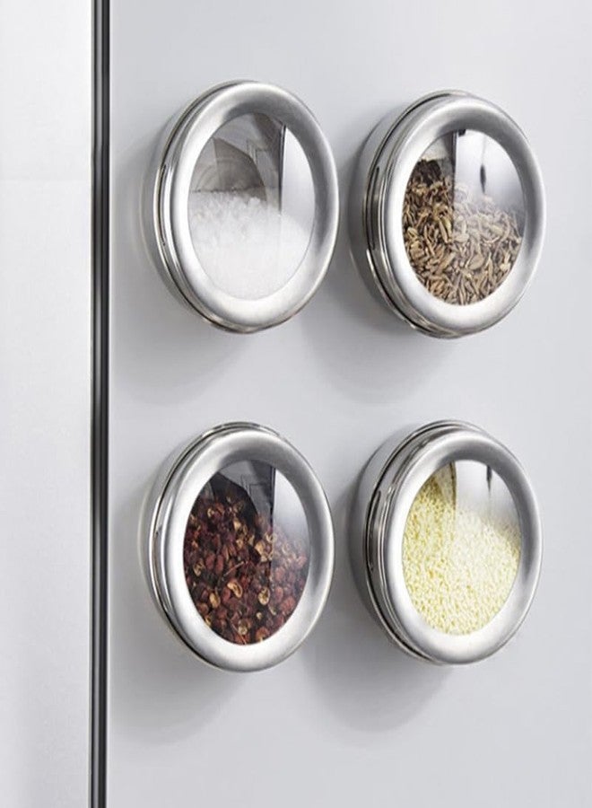 Hoement 4-Piece Magnetic Seasoning Jar Set Compact Kitchen Spice Containers Salt and Pepper Shakers with Transparent Lids 2.48X2.48X1.65 Inch for Easy Viewing and Neat Storage - Image 3